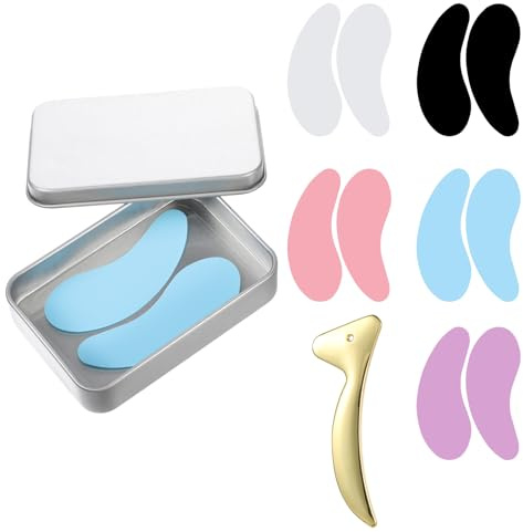 5 Paar Wiederverwendbare Silikon-Augenpads Mit Metall-Applikator & Aufbewahrungsdose Kühlende Augenmaske Zur Pflege Gegen Tränensäcke, Augenringe Fältchen Auch Für Die Nacht, Vielseitiges Geschenkset
