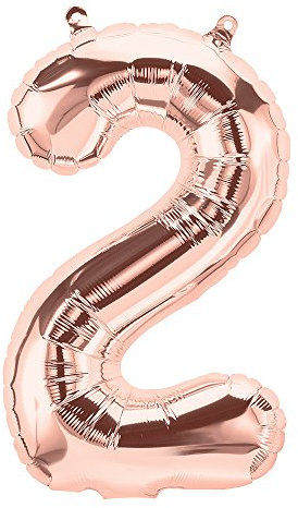 2 Rose Gold 16 Number - Packaged. Foil Balloons