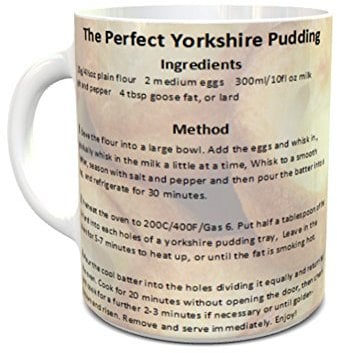 Yorkshire Pudding Recipe Mug 11oz Ceramic Mug The Perfect Yorkshire Pudding Recipe is Printed on The Mug Novelty Cooking Mug