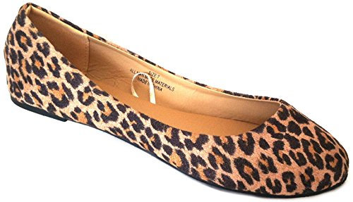 Shoes 18 Womens Classic Round Toe Ballerina Ballet Flat Shoes 8600 Leopard Micro UK 6.5