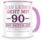 Samunshi® Tasse mit Spruch witzige Geschenke zum 90 Geburtstag Mann Frau Oma Opa Geburtstag Geschenkideen zum 90 Geburtstag rosa