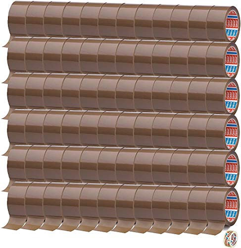 ██ Tesa Paketband 64014-72 x Braun Paketklebeband (66mx50mm) - Packband Tesaband Klebeband + 1 Rolle Tesafilm (10m x 15mm) Zugabe