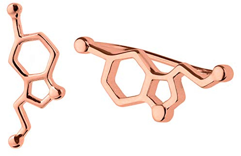 ScienceFox Serotonin Molekül Atom Ohrringe Ohrstecker aus 925 Sterlingsilber in 3 Farben: Silber, Gold, Rosegold