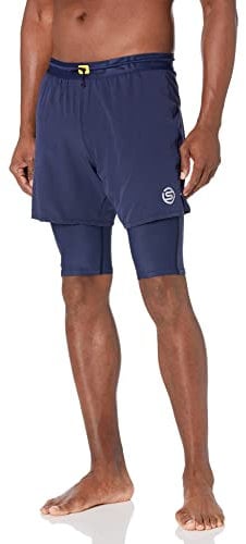 Skins Herren Series 3 Compression Superpose Hybrid 2-in-1 1/2 Tights Shorts, Marineblau, XL