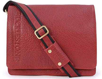 Visconti - Sac Besace Homme Cuir - Sacoche Ordinateur 15 Pouces - Messenger Bag - A4 Sac de Travail Moyen - Bandoulière Réglable - LANCASTER - Rouge