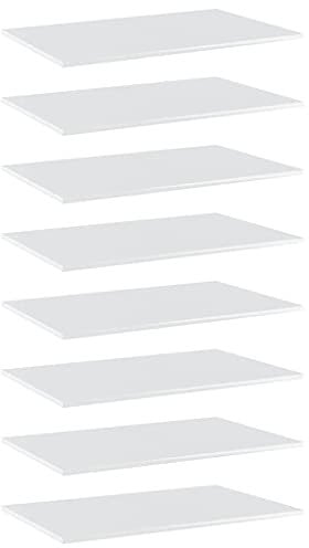 vidaXL 8X Bücherregal Brett Wandboard Wandregal Regal Regalboden Wand Board Ablage Hängeregal Schweberegal Hochglanz-Weiß 80x50x1,5cm Holzwerkstoff