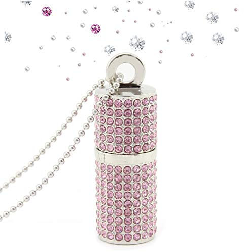 MySixKeen Nouveauté Mignon Bijoux Forme De Rouge À Lèvres en Cristal 16 Go USB 2.0 Clé USB Bling Strass Diamant Glitter Brillant Collier Pen Drive Thumb Drive Memory Stick (Rose)