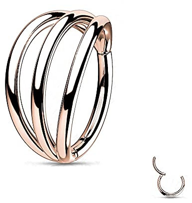 Treuheld® Titan Segmentring-Clicker Piercing mit 3 Ringen | 4 Farben [04.] - rosegold