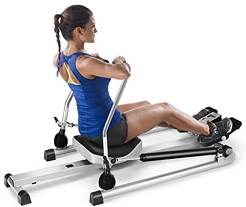 COSTWAY Rudergerät für Zuhause, Profi hydraulisch Rowing Machine per Widerstand/LCD Display, Tragfähigkeit von 100 kg, 110 x 77 x 21 cm