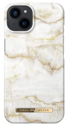 IDEAL OF SWEDEN Bedruckte Handyhülle, niedliches buntes Muster, schützende Abdeckung aus Hartplastik mit Mikrofaserfutter für das iPhone. Kompatibel mit iPhone 13 (Golden Pearl Marble)
