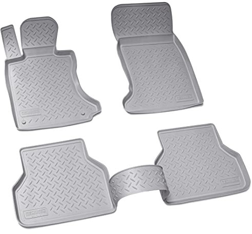 Recambo 3D Gummi Fußmatten kompatibel für BMW 5er E60 E61 Limo Touring | 2003-2010 | Auto Gummimatten | Passgenau | mit Rand | grau