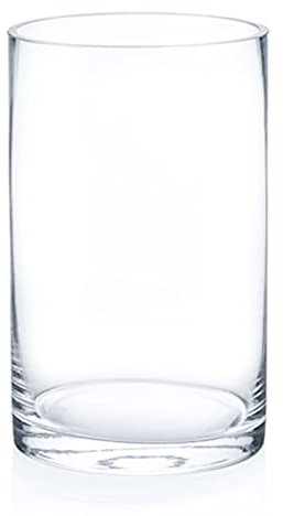 Enova Floral Clear Glass Cylinder Vase 6 x 10 Inches Round Flower Vase, Pillar Candle Floating Candle Holder Vase, Tall Glass Vase for Flowers, Glass Vase for Decor, Wedding Centerpieces (1 Piece)
