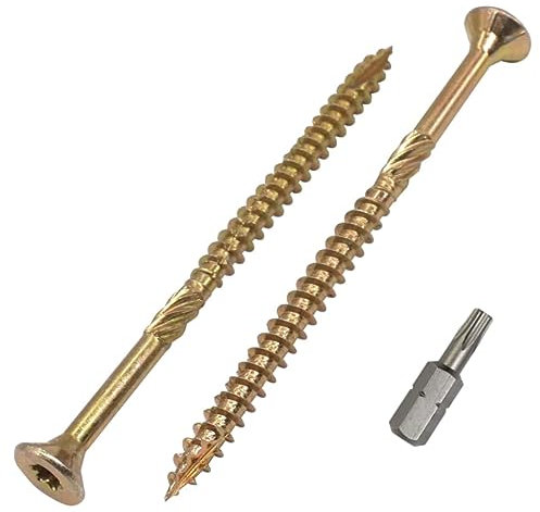 SKIR'CO Lot de 100 vis à bois universelles en acier zingué Tête fraisée Torx Type 17 Vis à panneaux d'aggloméré 5,0 x 80 mm Jaune