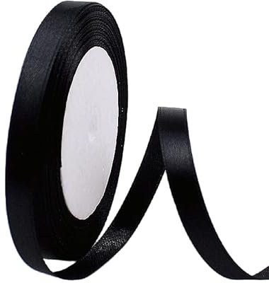 Satinband Schwarz 10mm, 23 Meters Dekoration Präsent Geschenkband Breit Schleifenband, Stoffband für Kleid Hochzeit, Taufe und Geburtstag Geschenke,Satin Dekoband, Deko Band Geschenkverpackung