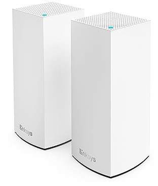 Linksys Atlas 6 Mesh-WiFi 6-System – Dual-Band AX3000 WLAN Router Extender mit 4-mal höherer Geschwindigkeit bis zu 3,0 Gbit/s – mehr als 50 Geräte und 372 m² Funkabdeckung – 2er-Pack, Weiß
