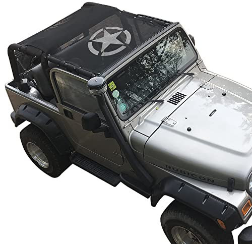 JHD-TOGO Liberty Star Mesh Sun Shade Bikini Top, Tonneau Cover for Jeep TJ Wrangler Sahara Rubicon 1997-2006