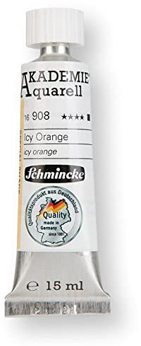 Schmincke – AKADEMIE® Aquarell Tubenfarbe, pastellige Icy Colours Sonderfarben, 15 ml Tube, 16 908 006 Icy Orange, feine Künstler-Aquarellfarben