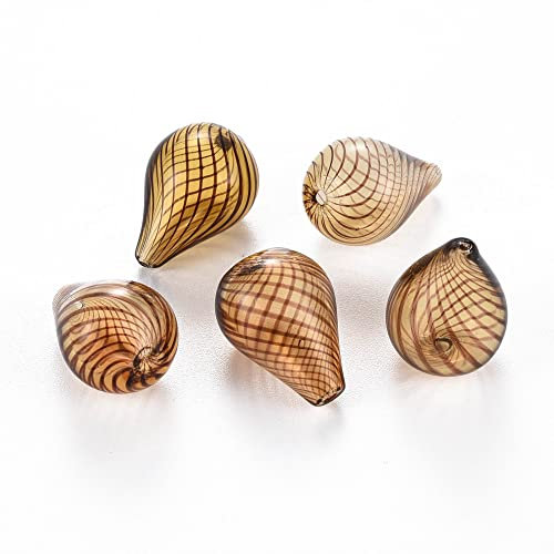 Boutigem Lot de 5 perles en verre soufflé transparentes faites à la main pour la fabrication de bijoux