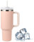 Travel Tumbler with Straw Lid and Handle,Travel Mug 40oz/30oz Stainless Steel Coffee Travel Insulated Cup Mug Leak Proof Vacuum Insulated Water Bottle for Cold & Hot Drinks (New Pink 40oz)