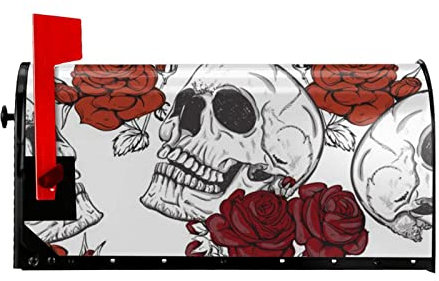 Floral Skull Printed Mailbox Cover Magnetic Waterproof Mail Box Decals Post Letter Box wrap for Garden Home Christmas Decorations