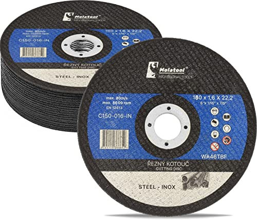 Molatool Profi Trennscheiben 180 x 1,6 x 22,2 mm, 10 Stück, Professionell, für Metall, Stahl, Edelstahl/INOX, Vorteilspack 10 Stück Flexscheiben für Winkelschleifer