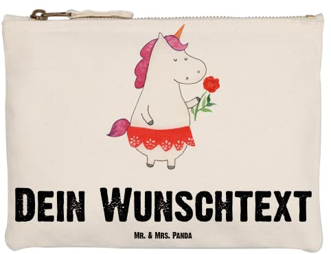 Mr. & Mrs. Panda Kosmetiktasche Personalisiert Einhorn Dame Größe M - Personalisierte Geschenke, Personalisiertes Mäppchen, Unicorn, Kulturtasche, Bachelor, Kulturbeutel personalisierbar, Frau, Lady