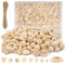 Tikplus 130 Stück Holzperlen Set, DIY Holzperlen zum Auffädeln, Rnthalten Runde Perle, Holzringe, Stern, Liebe Form, Perlen mit Loch Ketten Selber Machen, Wooden Beads für DIY Schmuck Herstellung