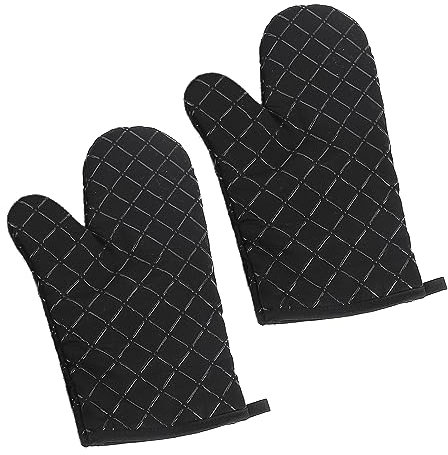 1 Pair Of Heat Resistant Silicone Oven Mitts, Double Sided Non-Slip Mitts, Oven Mitts, Heat Resistant Gloves, Non-Slip Kitchen Mitts For Grilling, Cooking, Baking (Black)