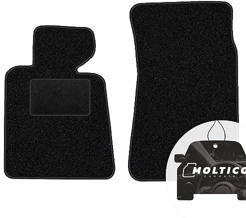 moto-MOLTICO Vorne Fußmatten Auto Velours Autoteppiche Schwarz Automatten Set 2-teilig passend für BMW 3er E30 Cabrio 1982-1994