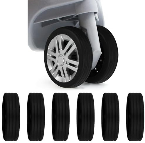 Taiyyi 8 Copriruote Per Bagagli, In Silicone, Per Ridurre il Rumore, Per La Maggior Parte Degli 8 Accessori Per Bagagli (Nero, Viola, Blu, Grigio, Rosa, Colore Arancione), Etichettalia unica (Nero)