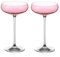 DIAMANTE Pink Champagne Cocktail Saucers Pair - Pink Coloured Crystal Champagne Coupes - Set of 2