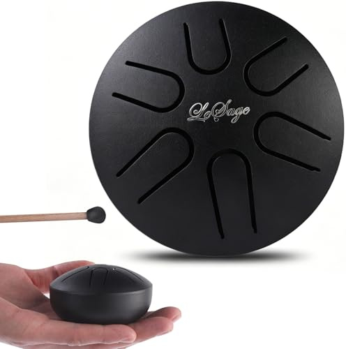 LeSage Steel Tongue Drum 3 Inch 6 Notes, Rain Drum-Black | Calming Percussion Instrument for Relaxation & Meditation, Musical Gift for Adults & Beginners