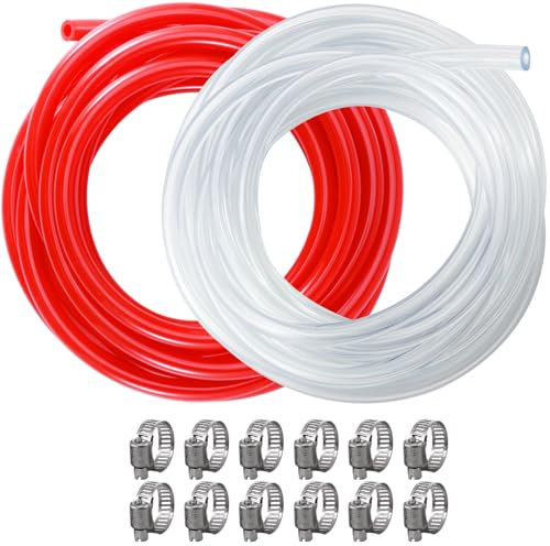 Hilangsan Kegerator Tuyau de ligne de bière de 4,6 m + ligne de gaz CO2 de 4,6 m, tuyau de CO2 pour brassage maison, tuyau de CO2 Kegerator Lines avec colliers de serrage