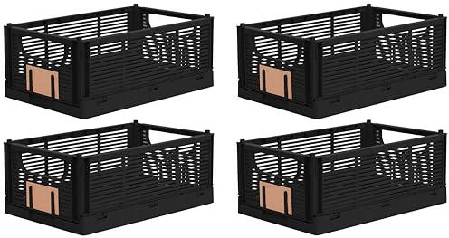 Brandsseller Faltbare Klappbox S 4er Set stabiler Einkaufskorb stapelbarer Transportkorb Aufbewahrungskiste - Schwarz