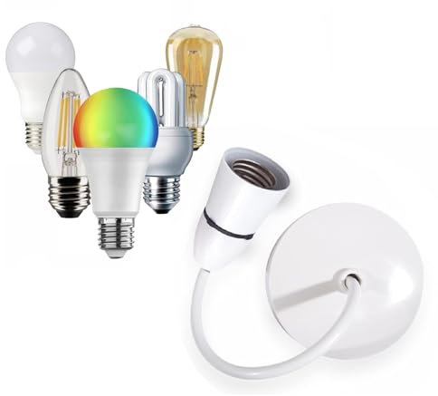 Ceiling Pendant E27 Heavy Duty Bayonet Light Bulb Holder Light Fitting Set 6”(150mm) Lamp Hanging Light for Living Room Dining Room Bedroom Kitchen Supplies Home Accessories 1pc (White)