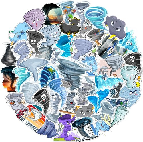 50 PCS Tornado Stickers, Tornado Party Favors Birthday Party Decorations Supplies Gifts Waterproof Vinyl Stickers for Water Bottle Laptop