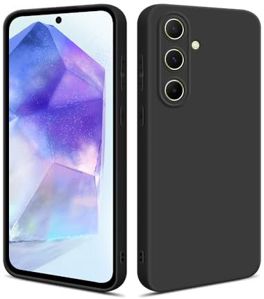 HSP Hülle für Samsung Galaxy A55 5G [Staubabweisend] Handyhülle | Premium TPU Silikon Case Schutzhülle | Kratzfest Stoßfest Fallschutz | Kameraschutz Displayschutz | Passgenau Dünn Matt | Schwarz
