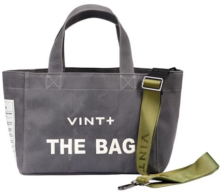 VINT+ Canvas Bag Damen Handtasche – Moderne Schultertasche mit wählbarem Tragegurt – Casual Shopper Tasche ideal für Arbeit, Uni, Schule & Reise | Wasserabweisend, 100% Baumwolle | Small, Grau