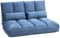 HOMCOM Bodenstuhl 2-in-1 Bodensessel Bett mit Rückenlehne 3 Positionen Verstellbare Sitzkissen Blau Samt Metall 102 x 73 x 60 cm
