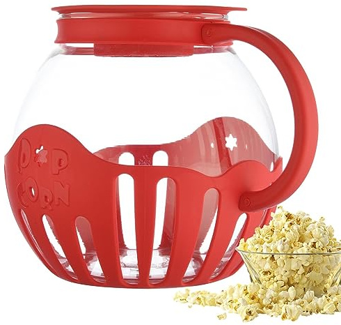 Mikrowellen-Popcorn-Maker, 2 l, Borosilikatglas, Popcorn-Mikrowellenschüssel mit Deckel und Griffen, Mikrowellen-Borosilikatglas-Schüssel und BPA-frei, für Kinder-Filmabende