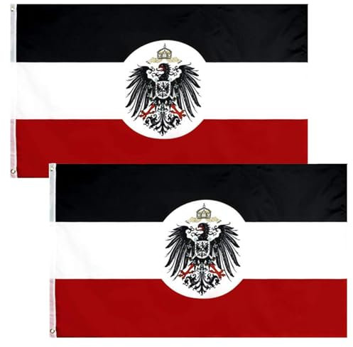 Elevapulse 2 Stück Deutsche Kolonisation Flagge 90 X 150 cm, mit Doppelnaht und Metallösen, Schwarz-Weiß-Rot, Strapazierfähiges Polyester & mit mit Ösen mit Doppelnadel genäht