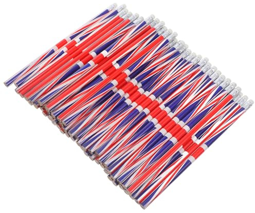 Operitacx 60 Pezzi Matite Bandiera Del Unito Matite In Legno Con Bandiera Britannica Union Jack Con Gomma Superiore Patriottiche Con a Inglese Per Scrivere Per