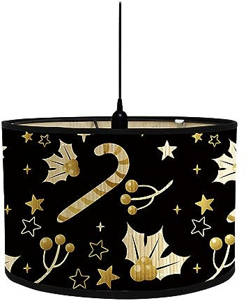 Moderne runder Lampenschirm Trommelform für Tischlampen und Stehlampen weihnachtliche Pendellampenschirme für Wohnzimmer Küche Schlafzimmer Flure (30 x 30 x 20 cm Schwarz Bonbon)