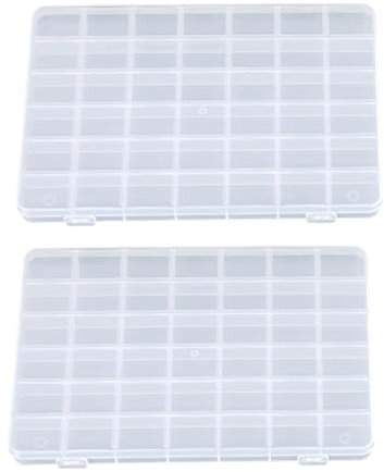 Fadcaer 2 Pcs 42 Grids Small Compartment Craft Case, Plastic Organiser Storage Box, Clear Bead Container, Organizer Storage Container with Dividers for Beads, Crafts, Buttons (42 Grids)