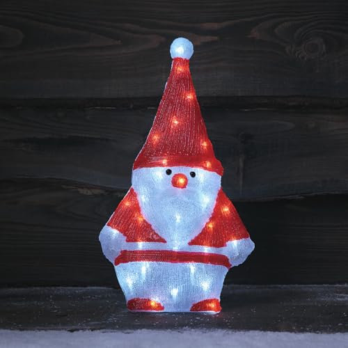 Lights4fun Sagoma di Babbo Natale Luminoso in Acrilico da 51 cm con 30 LED Bianco Figura Natalizia 2D Decorazione per Interni ed Esterni
