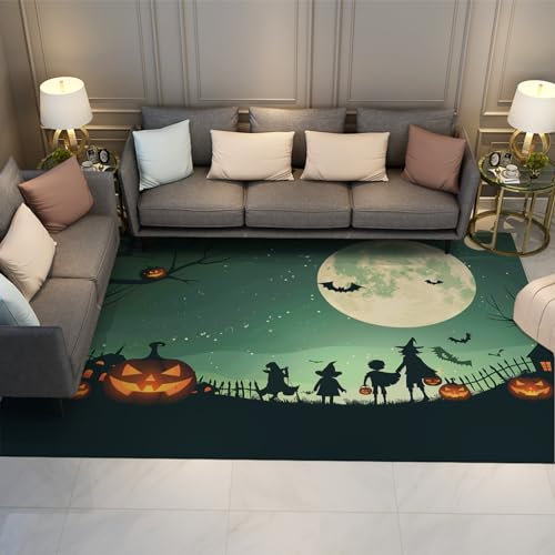SHUODAOCO Halloween Night Large Rug 140x200cm - Horror Pumpkin Lantern Floor Rug Modern Creativity Doormat Soft Lightweight Rugs for Living Room