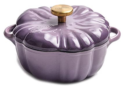 HJUGHPN Faitout violet citrouille four émaillé en fonte avec couvercle casserole ustensiles de cuisine