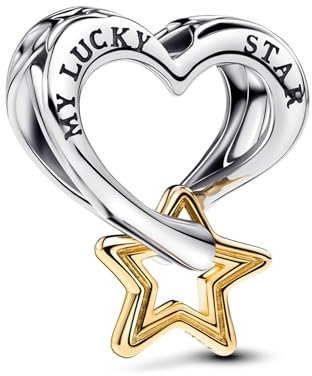 NUNUYAYA Damen Charm Anhänger für Armband 925 Sterling Silber Golden Lucky Star Dangle Charms Beads passend für Armband Halskette,Charm Anhänger für Europäischen Armbänder Frauen Mädchen