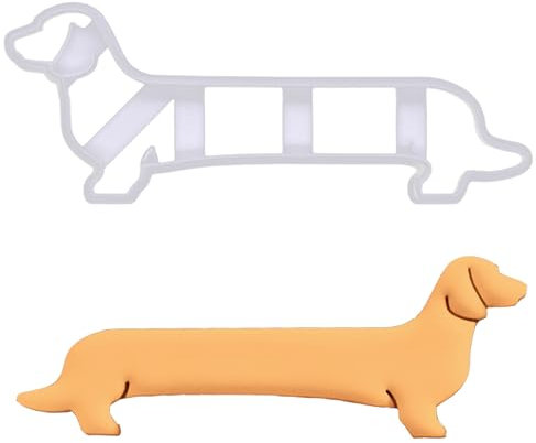 BAKERLOGY Extra Langer Dackel Ausstechform - Lustiger Hund Ausstecher, Dachshund Plätzchenausstecher, Detailliertes Keksausstecher, Ideal für Fondant, Keksteig, Ton