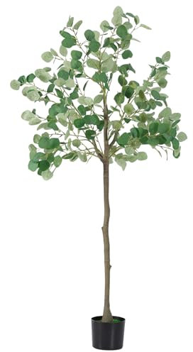 LIANTRAL Árbol de eucalipto artificial, plantas falsas grandes y altas, 150 cm de alto, plantas artificiales de seda de eucalipto para interiores y exteriores